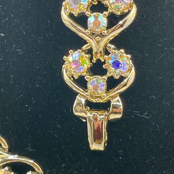 Vintage AB Rhinestone Demi Paure Necklace Bracelet Set - Picture 11 of 13